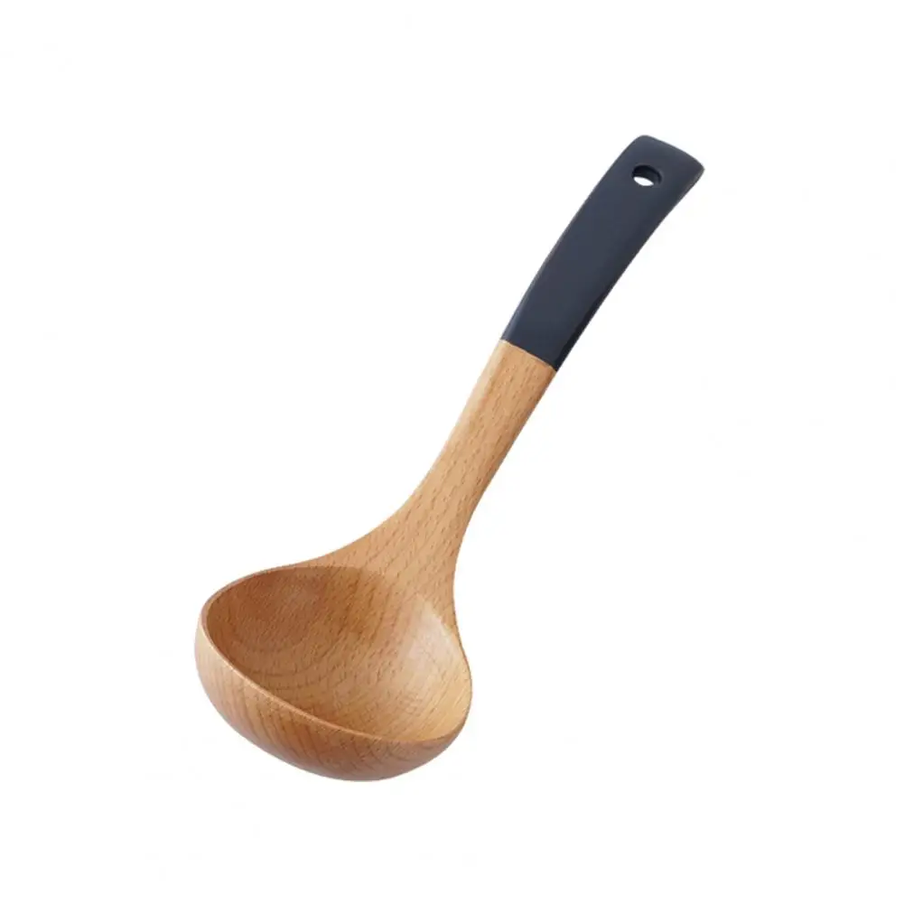 Cooking Shovel Ergonomic Wooden Spatula Soup Spoon Set for Stir-fry Pan Rice Non-slip Heat-resistant Kitchen Utensils