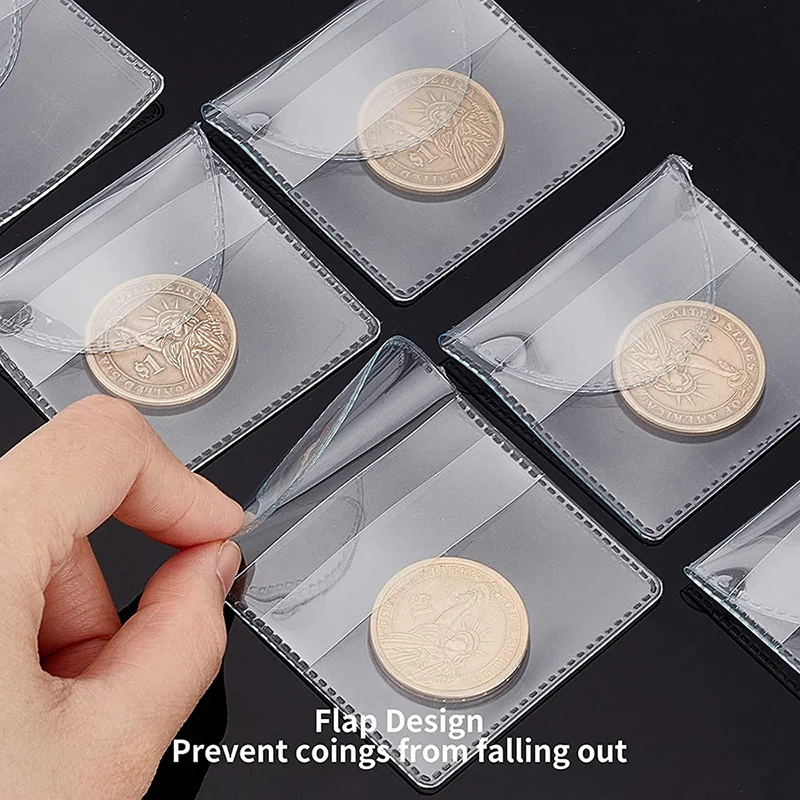 20Pcs Single Pocket Coin Sleeves Collector Individual Transparent Coin Sleeve Plastic Sleeves Holder Small Plastic Holder coin storage album
