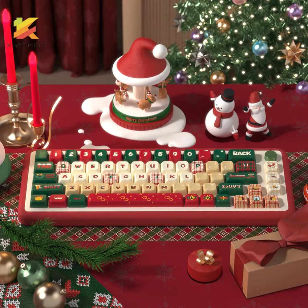 Kyomot-feliz Natal Tema Keycaps Teclado Mecânico Cherry Perfil Keycap Iso Pbt Sub Dye para mx Switch Layout Faça Você Mesmo 158 Chaves - Imagem 2