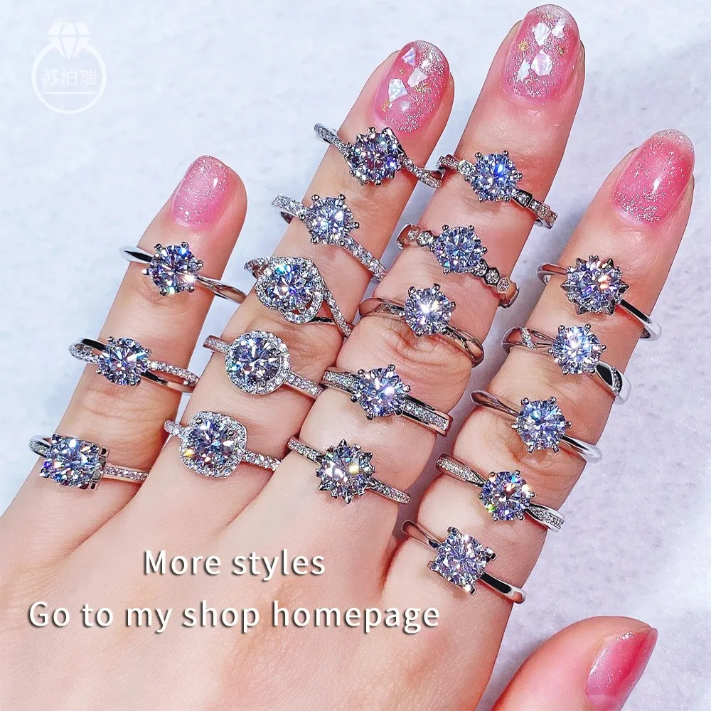 Luxury Jewelry Moissanite Rings For Women Yellow Pink Red Blue Green Diamond Engagement Ring S925 Silver Plated 14k White Gold