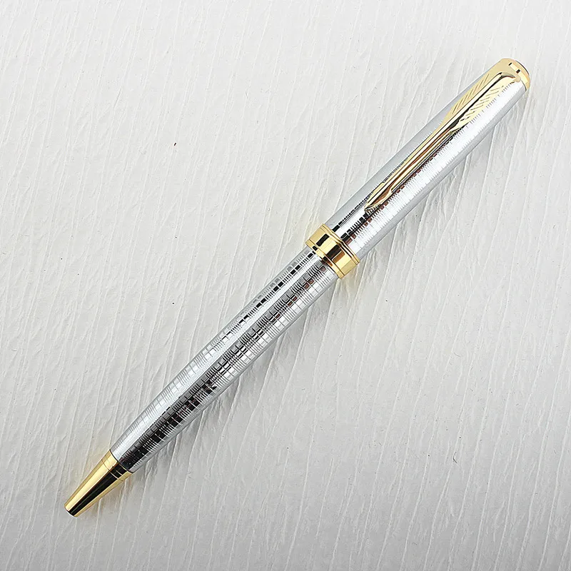 Stylo rmatérielle en métal de luxe, 0.7mm, encre bleue, acier, or, stylos de signature d'affaires pour l'école, le bureau, les fournitures d'écriture, la papeterie