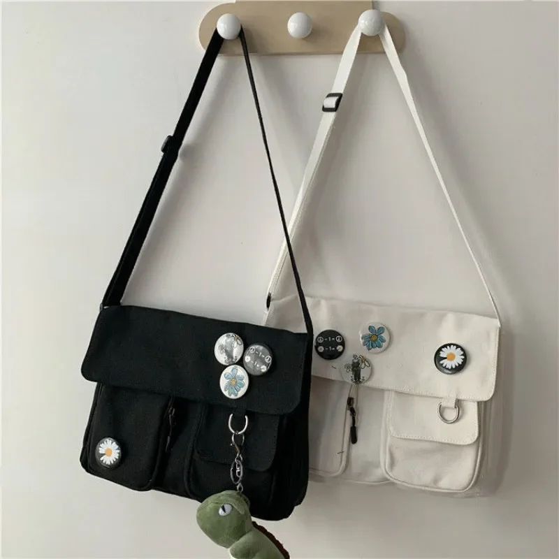 Youth Fashion Canvas Diagonal Crossbody Bag Casual Version Ladies Large Capacity Shoulder Bags Solid Color Women Messenger Bags 1