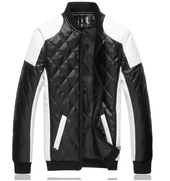 HOO Men's Leather Jackets Winter Jacket Water Washing Leather Fashion