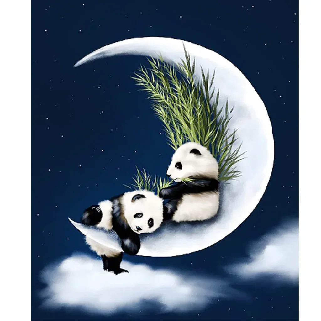 

3698-395-Cartoon digital oil painting moon night scene filling suitable for adults hand-painted suit handicraft design