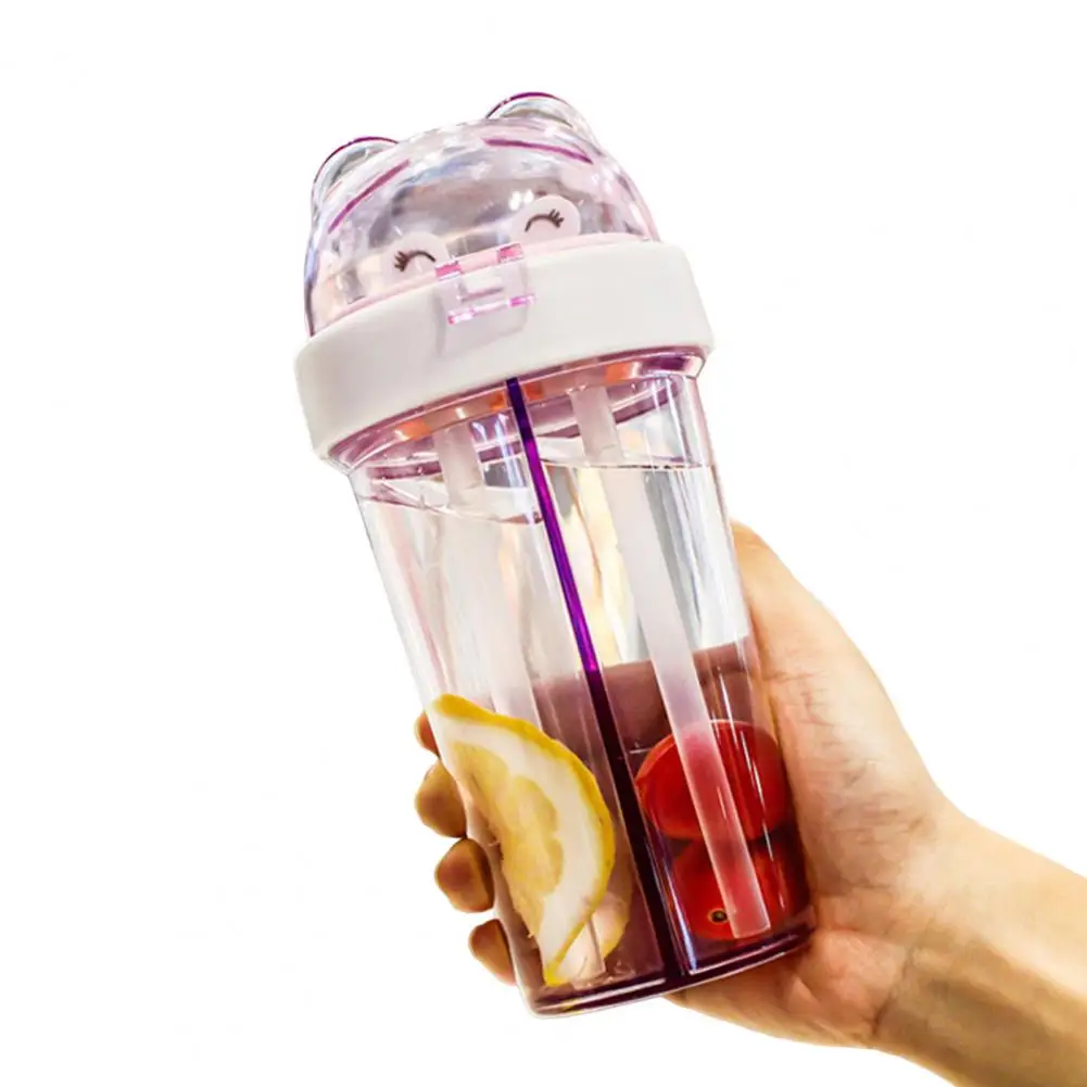 420ML Double Drinking Cup Separate Cup Mouth Leak-proof Straw Cup