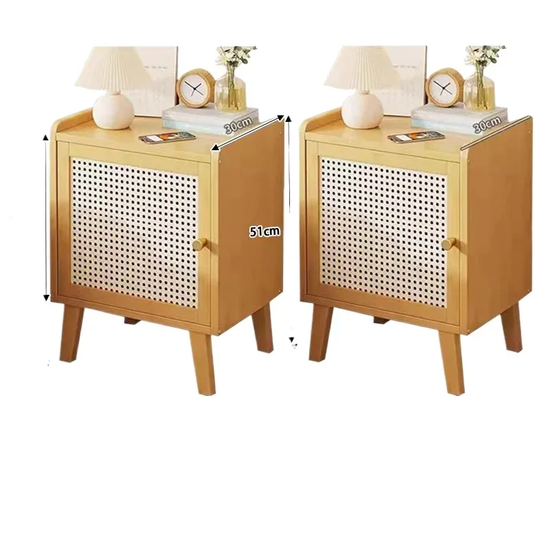 Modern Minimalist Bed End Storage Cabinet with High Sense Bedroom Bedside Table Furniture Thick Bamboo Narrow Slit Night Tables