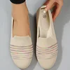 Women Slip on Flat Breathable Knitted Sneakers Women Spring Comfort Soft Sole Casual Shoes Woman Plus Size Slip on Walking Shoes 1