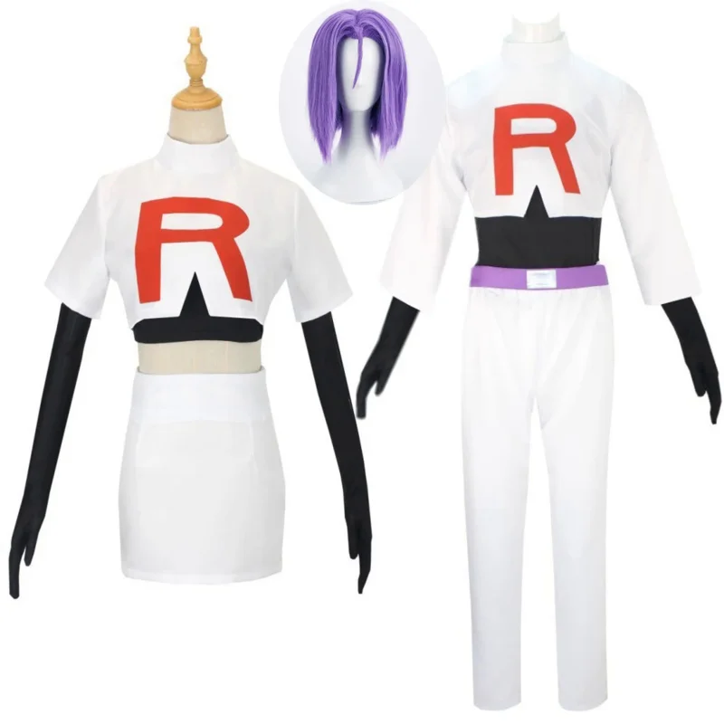 

Anime Jessie James Cosplay Costume Team Rocket Jessie Musashi James Kojirou Halloween Cosplay Costume Full Set Women Men