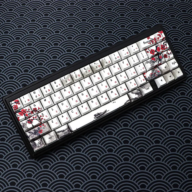  German French Spain ANSI DyeSub Keycaps Plum Blossom 80Keys  CherryProfile Keycap for QWERTZ AZERTY 61 64 67 68 Keyboard Plum Blossom  Keycaps Qwertz Azerty Keyboard Keys 80 Keys Keycap PBT DYESUB ANSI :  Electronics