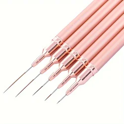 Nail Art Precision Detailing Brush Set - 5 Piece Fine Line Painting Tools for Manicure and UV Gel Design (Champagne Gold)