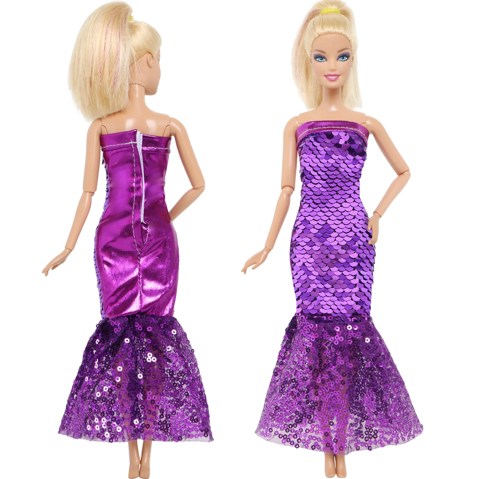 5 Pcs/Set Fashion Doll Dress Shiny Sequins Mini Gown Princess Fishtail Outfit Clothes for Barbie Doll Accessories Kids Toy Gift Doll Accessories Doll Clothes Doll Clothes Accessories Barbie Doll Clothes