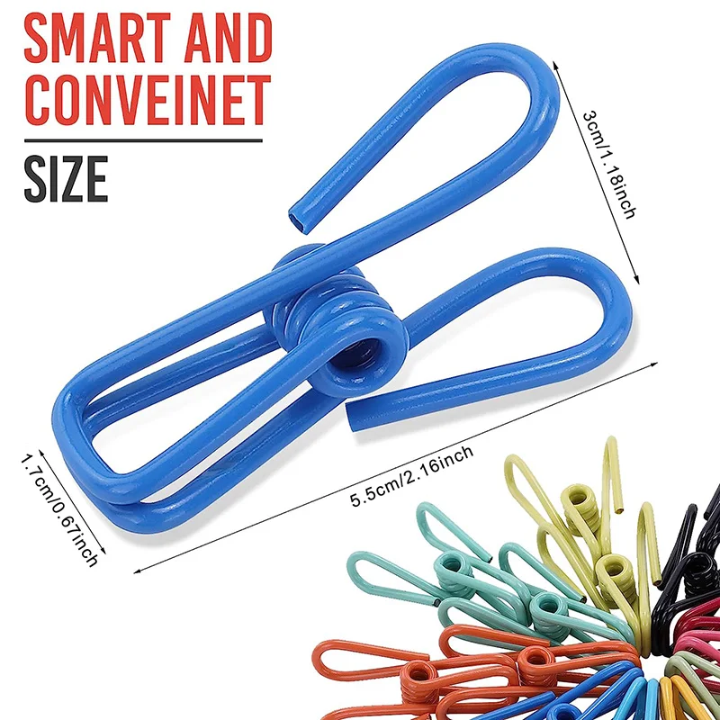 10Pcs 금속 클립 가방 클립 종이 홀더 클램프 유틸리티 코팅 다채로운 실러 클립 빨랫줄 클립 핀 세탁물 교수형