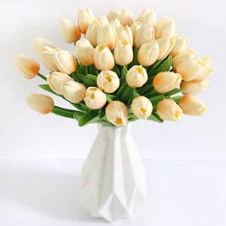 Elegant Tulip Artificial Bouquet - Set of 10 Real Touch Flowers for Wedding and Home Decor (F)