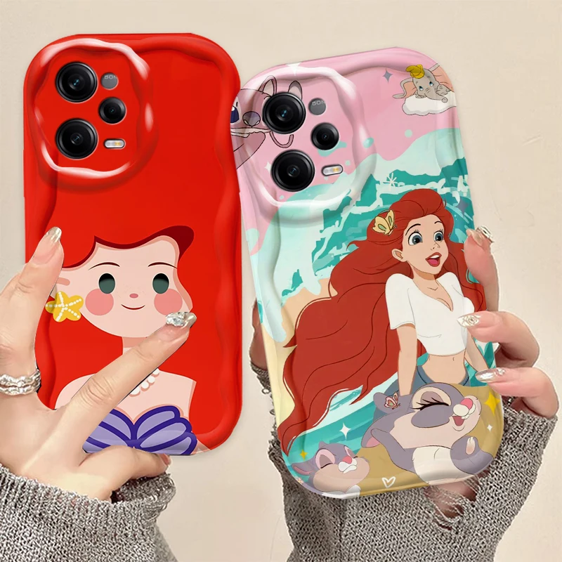 Disney The Little Meraid для Xiaomi Mi 14, 12T, 11 Lite, POCO M6, M3, X5, X4, X3, F4 Pro, NFC GT, волнистый, ударопрочный чехол для телефона
