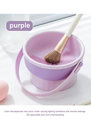 All - in - One Makeup Brush Cleaner and Storage Rack with Gentle Non - Damage Washing & Drying Features (Purple - 1Pc)