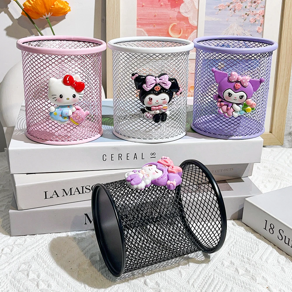 Sanrio HelloKitty Iron Mesh Notebook Cup, a cute desktop stationery pencil case for HelloKitty fans' offices and schools 2