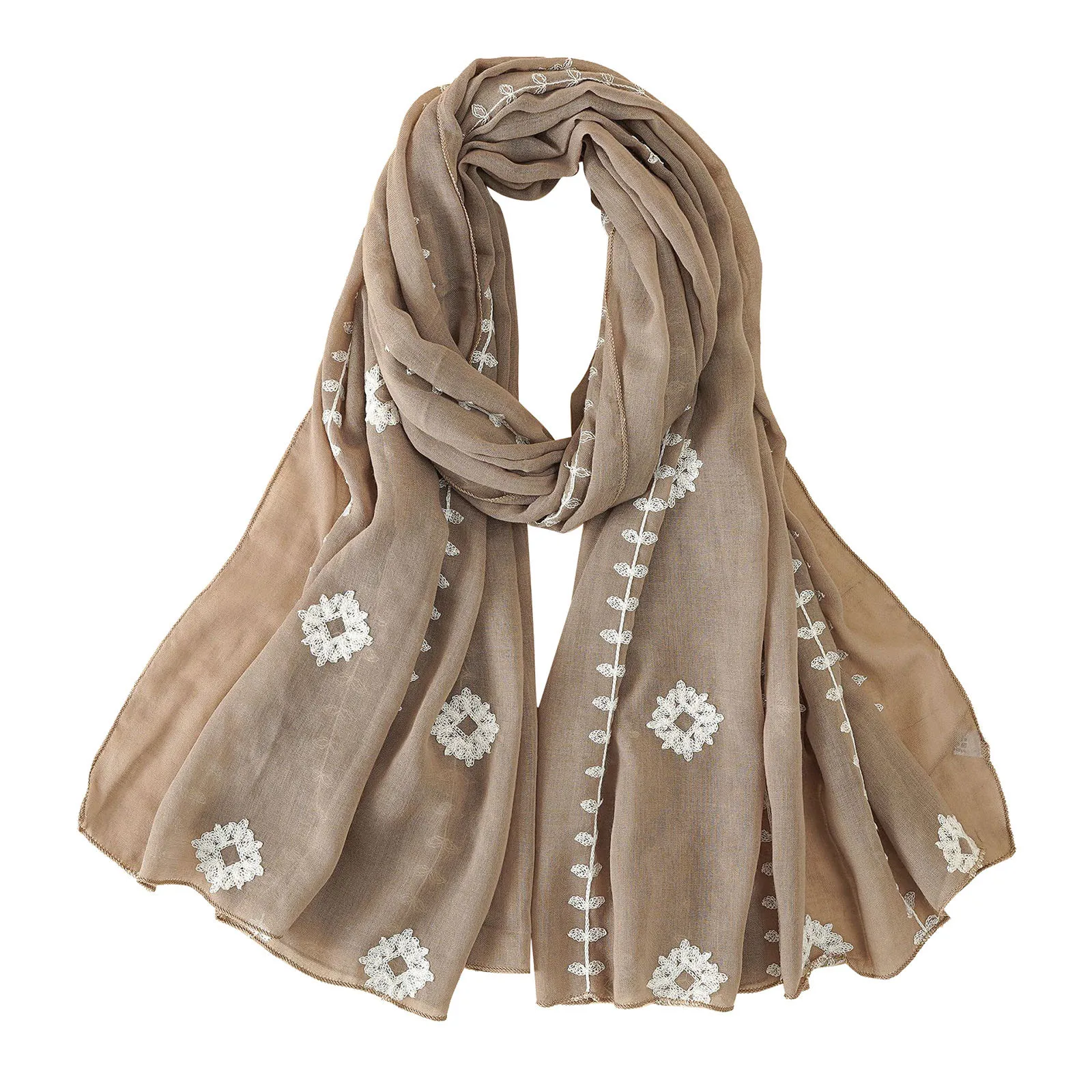 Cotton Embroidered Scarf Embroidered Linen Scarf Embroidered Scarves Scarves Women
