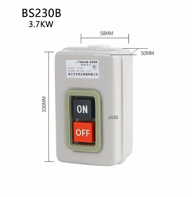 Interruttore Pulsante Autobloccante 380V BS211B - 3P, 10A, Per Motori | Accensione/Spegnimento Sicuro