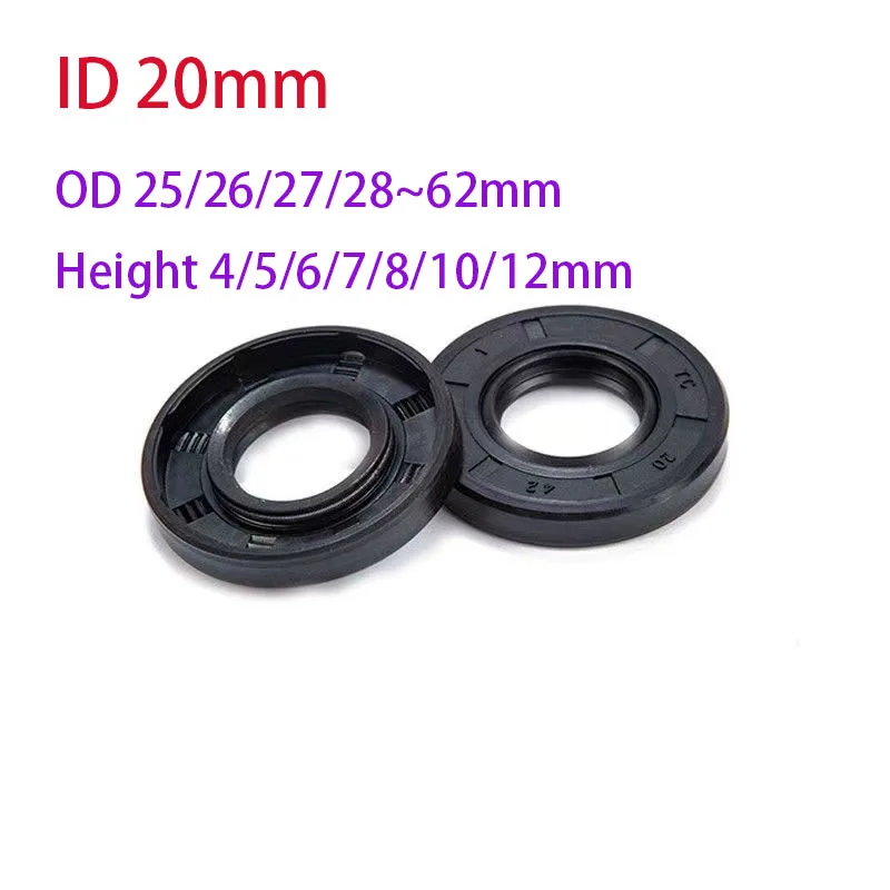 ID 20mm NBR Nitrile Rubber Shaft Oil Seal TC/TG-20*25/26/27/28/30/31/32/33/34/35/36/37/38/39/62*4/5/6/7/8/10/12 Nitrile Oil Seal