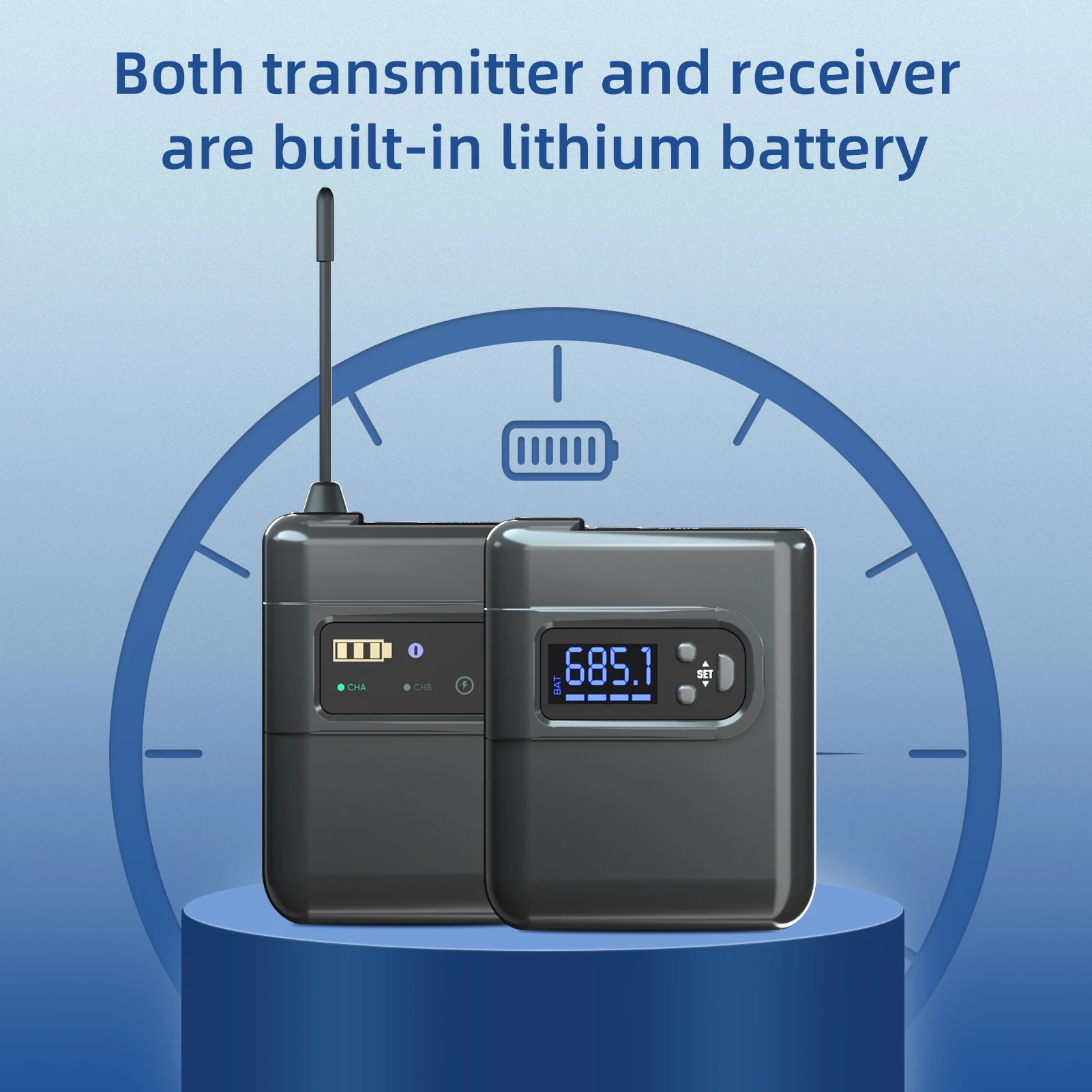 Wireless Lavalier Microphone System with 2 Transmitters 1 Receiver Omnidirectional Lapel Mic Compatible w/ DSLR Camera Tablet