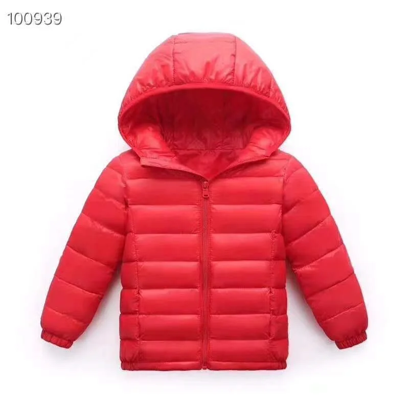 Autumn Winter Kids Down Jackets Boys Girls Thin Warm Outerwear Children Clothes Hooded Zipper Coats 4-12 Years
