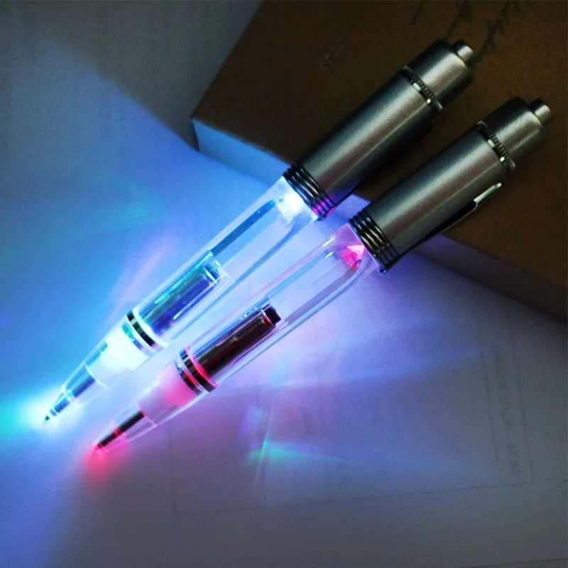 Custom mini cute metal light pen LED light electronic pen ballpoint pen cheappromotional gifts schoolsupplies neutral pen single