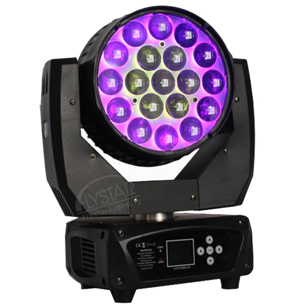 맥 아우라 19pcs 15w led 줌 이동 헤드 라이트 dj 장비