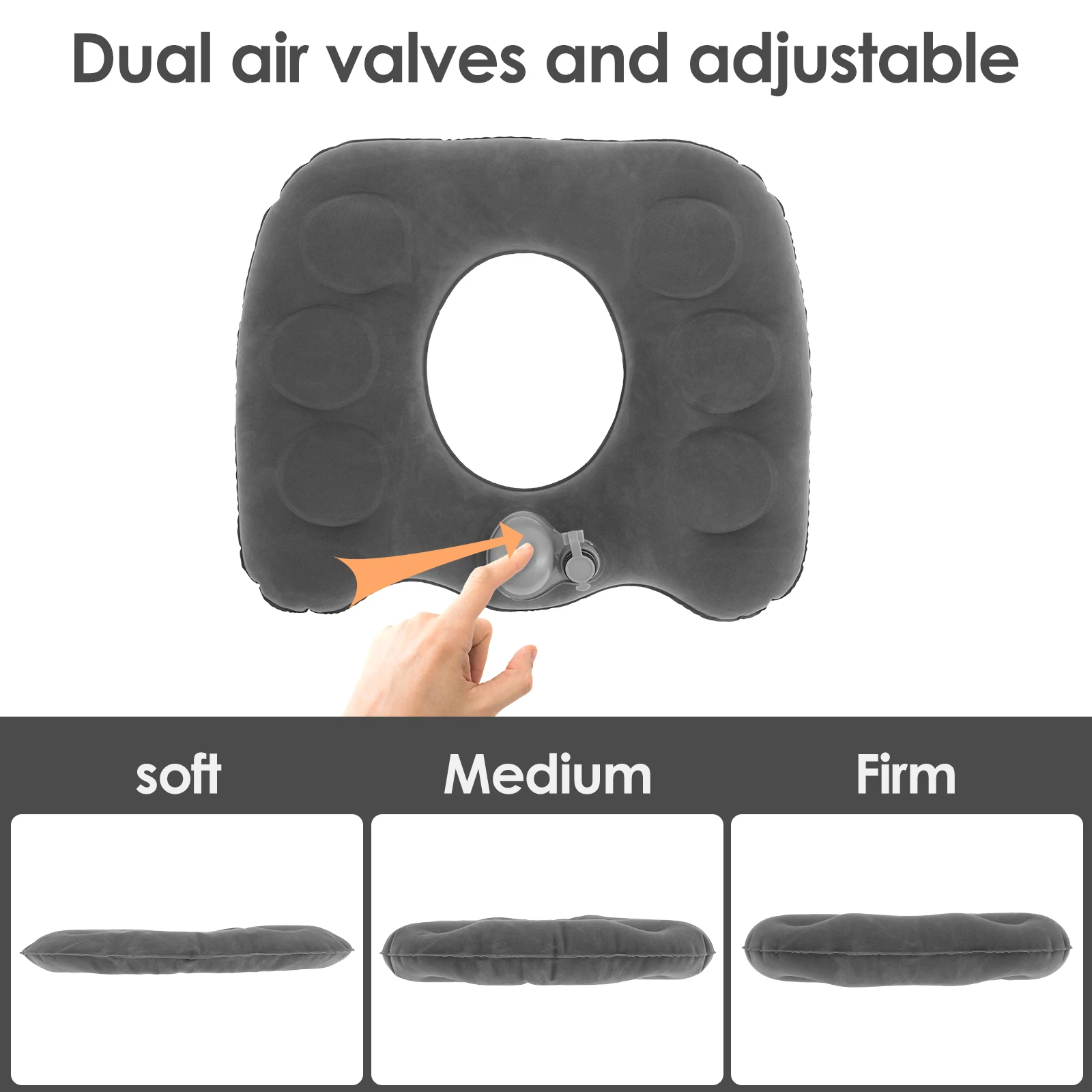 Office Inflatable Seat Cushion Flocked PVC Chair Seat Cushion Double Air Valve Leak Proof Travel Pillow Portable Office Supplies