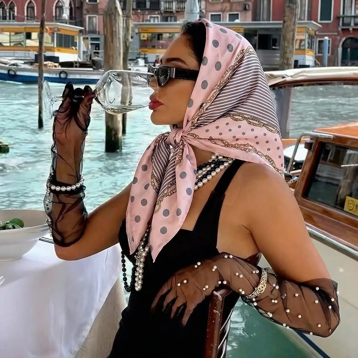 90*90cm Damen Frühling Sommer Quadratischer Schal Satin Seidenschal Kopftuch Weibliches Foulard Strand-Bandana Damen Halstuch Haarband – Detail 33