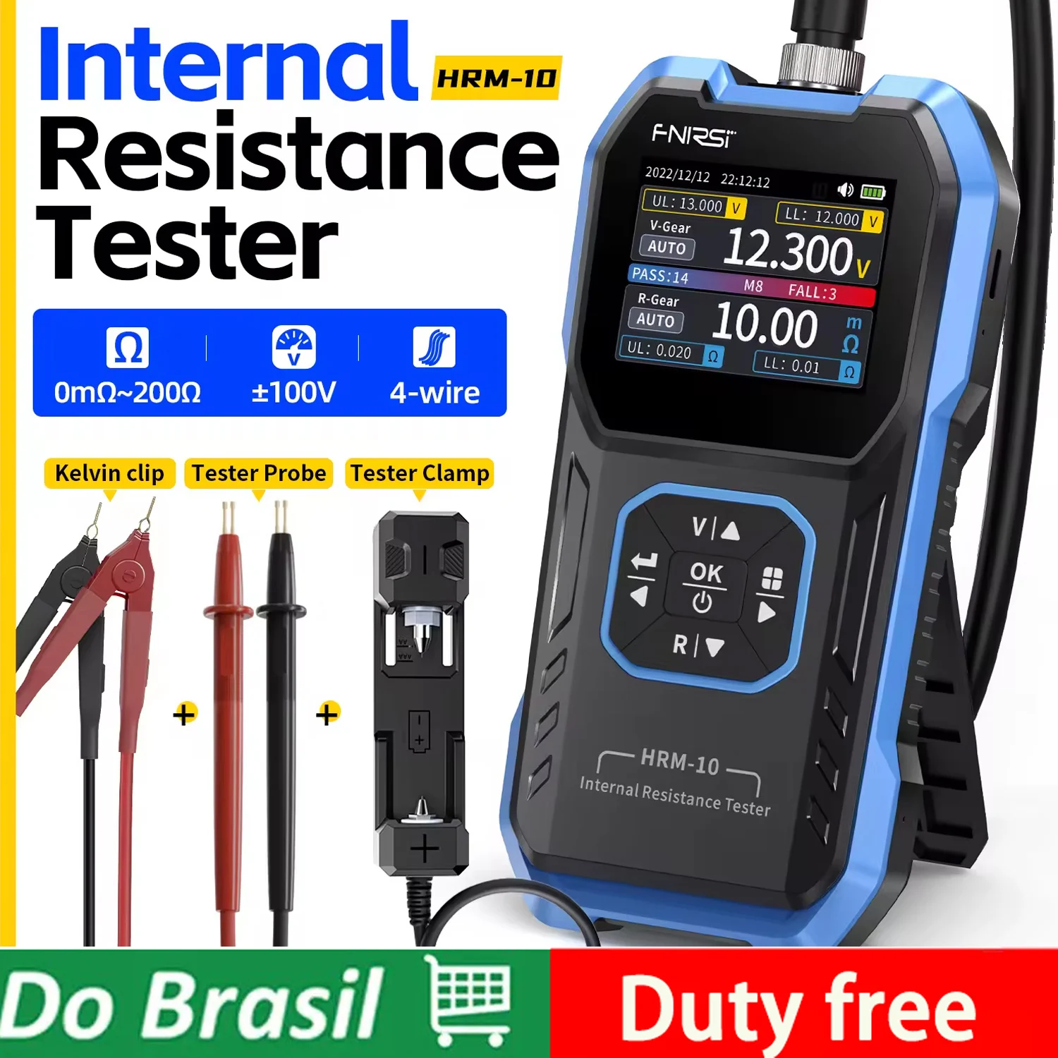 Fnirsi HRM-10 18650 testador de resistência interna de tensão da bateria de alta precisão trítio lron fosfato testador de bateria