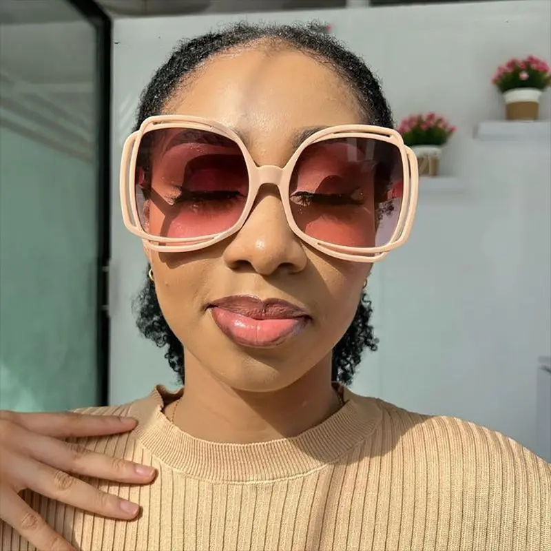 

2023 New Large Frame Hollow Sunglasses New Style Stylist Women Sunglasses Big Frame Gafas De Sol Mujer