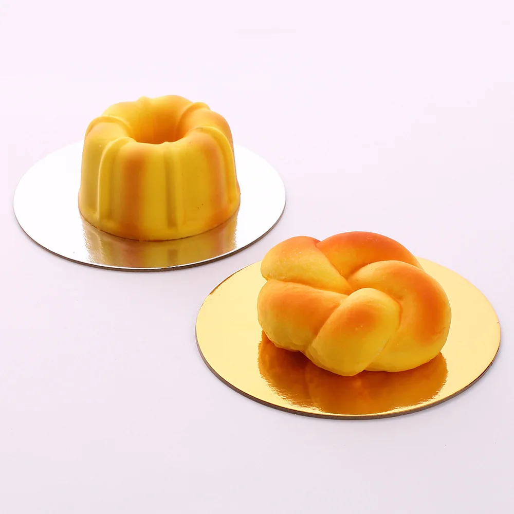 10pcs Silver Gold Cardboard Cake Holders Round Cake Stand Pastry Base Dessert Plate for Tiramisu Moussecake Cheesecake Snack