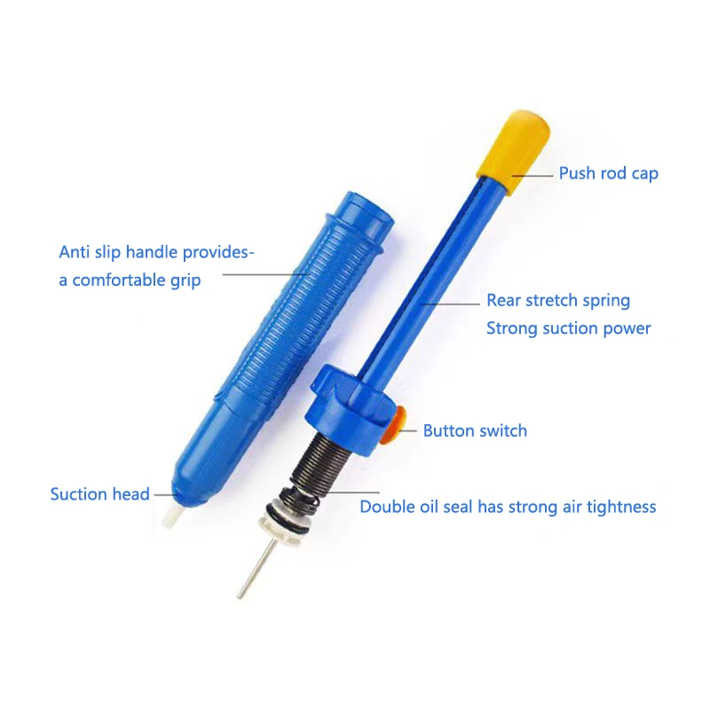 Pince à ressort automatique pour modélisme bleu et argent, utilisée pour maintenir une petite pièce avec précision et sécurité.
