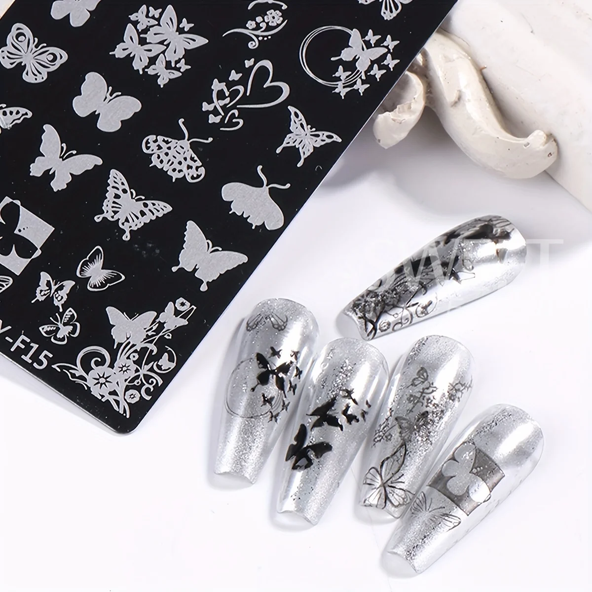 4pcs Simple Flowers Leaf Nail Art Stamping Plate Butterfly Floral Frame Image Geometry Design Printing Stencils Tools Manicure
