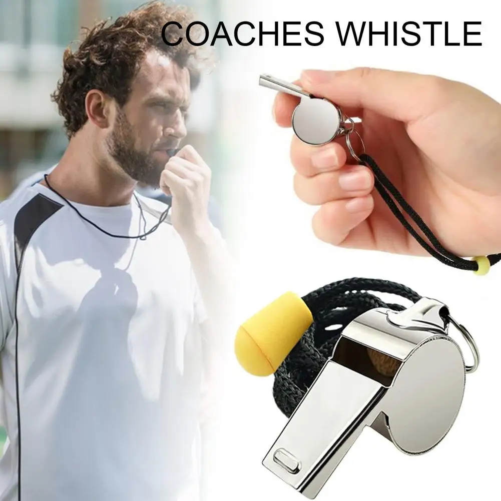 3Pcs Stainless Steel Whistles Coaches Referee Sports Whistles with Lanyard Loud Crisp Sound Portable Outdoor Training Whistle fo