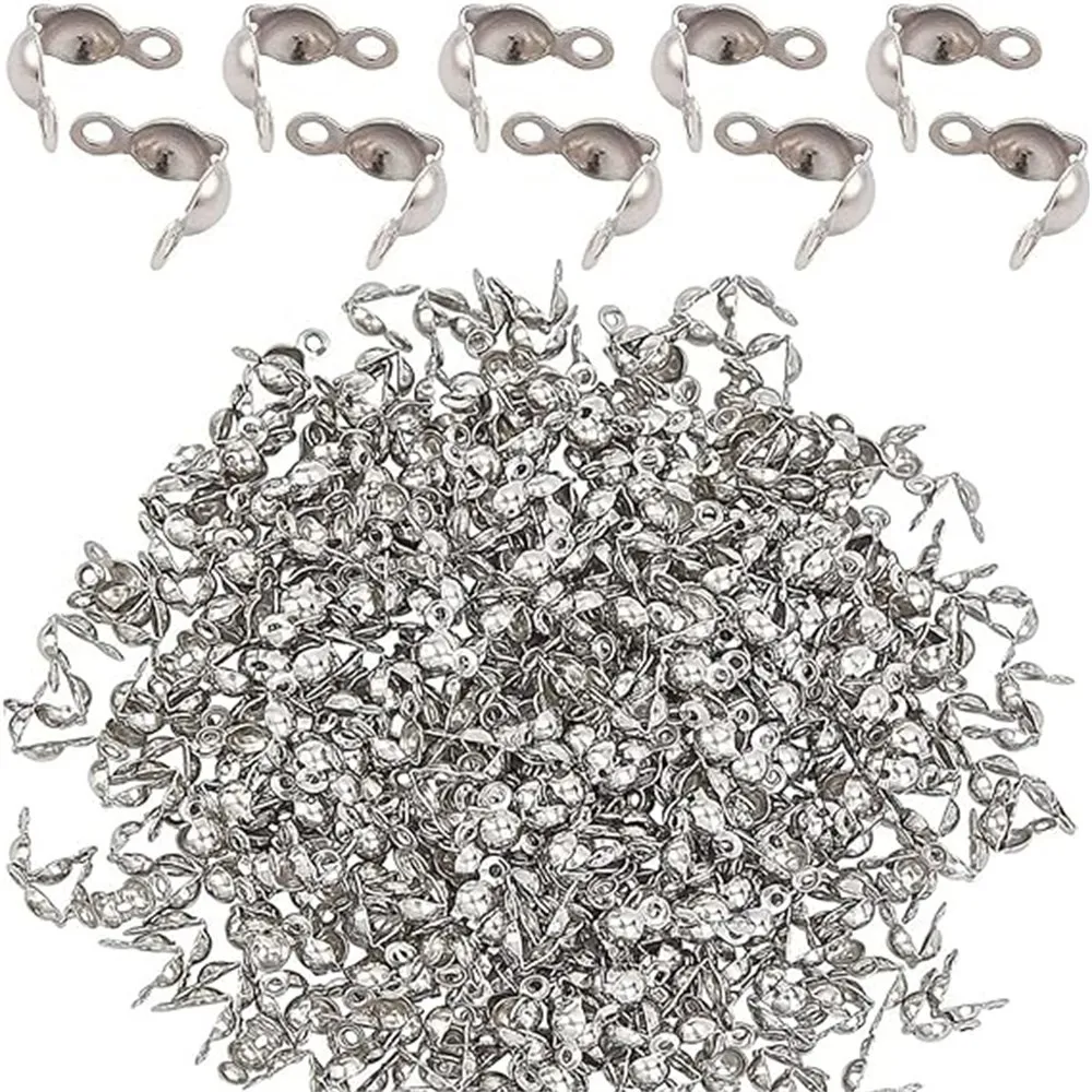 30-200 stücke Silber Ton Edelstahl End Crimps Perlen Tipps Fit Ball Kette – Detail 6
