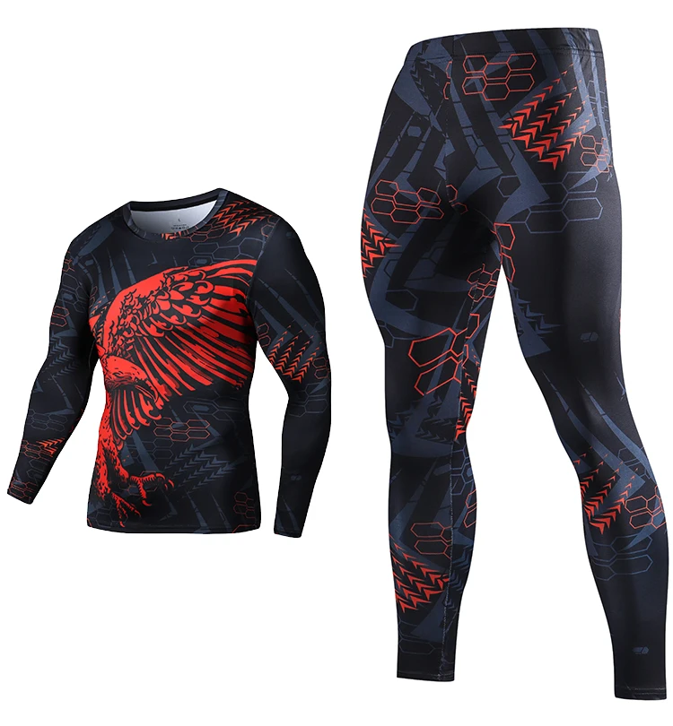 3D-gedruckter Sport-Kompressionsanzug für Herren, cooles gemustertes Fitness-Trainingskleidungsset für Herren – Detail 13