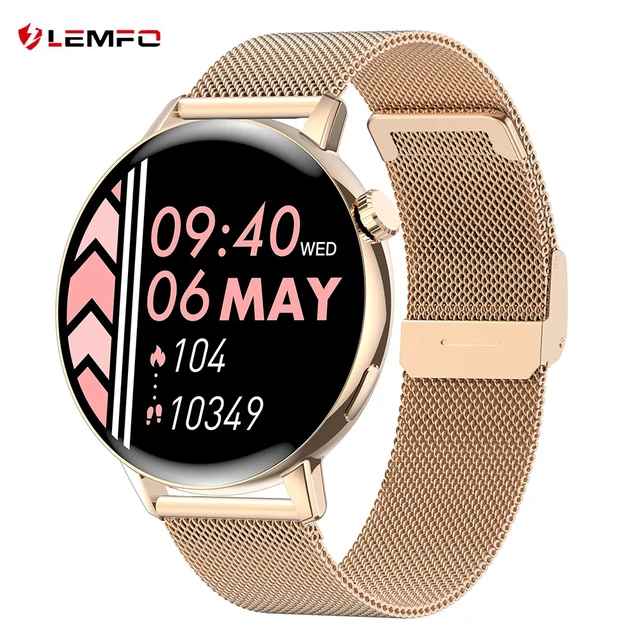 LEMFO ساعة ذكية النساء 2022 بلوتوث الدعوة 1.32 بوصة 360*360 HD شاشة كبيرة IP67 مقاوم للماء شاشة رصد أكسجين الدم Smrtwtch| |  