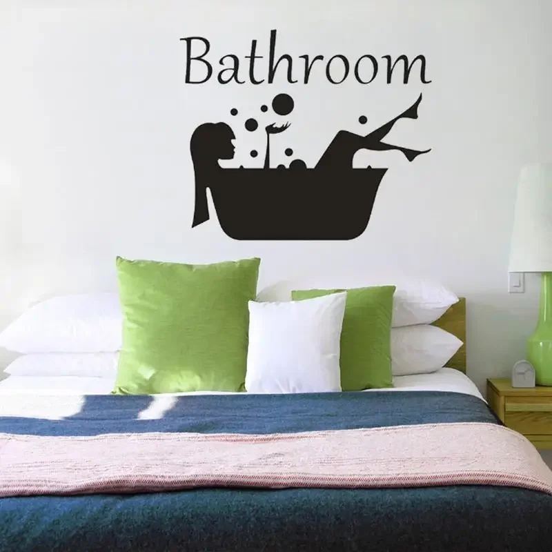 Detachable Girl and Woman Bathroom Sticker Art Wash Room Decorative Wall Decal Wall
