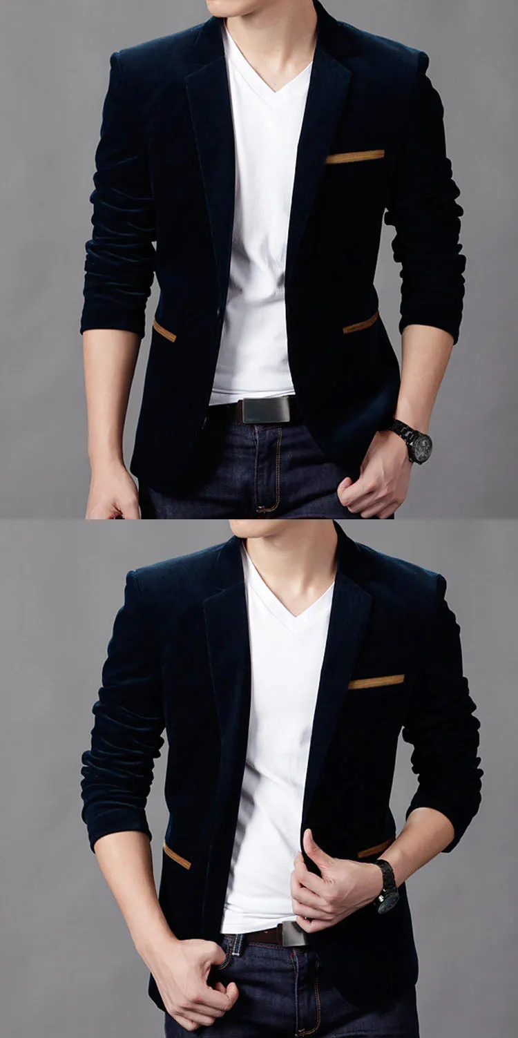 Description Picture 3 of itemBrand Mens Corduroy Blazers Autumn Spring Fashion Male Slim Fat Casual Suit Jacket Men Blazer Masculino Clothing Vetement Homme