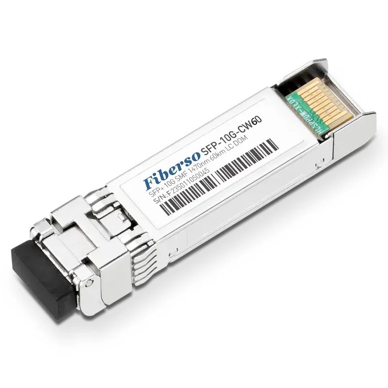 

Fiberso SFP+ 10G CWDM Module 60km with Cisco Huawei Compatible 1470-1610nm SM Fiber Optical Transceivers