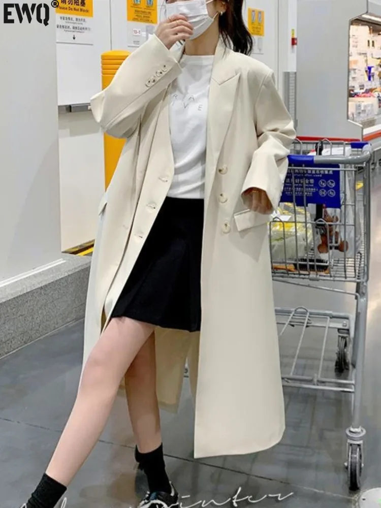 

[EWQ] Korea Chic Long Sleeve Trench Coat Outwear Women's Pink Windbreaker Simple Fashion Trend Ladies Clothing 2024 Spring Y3343