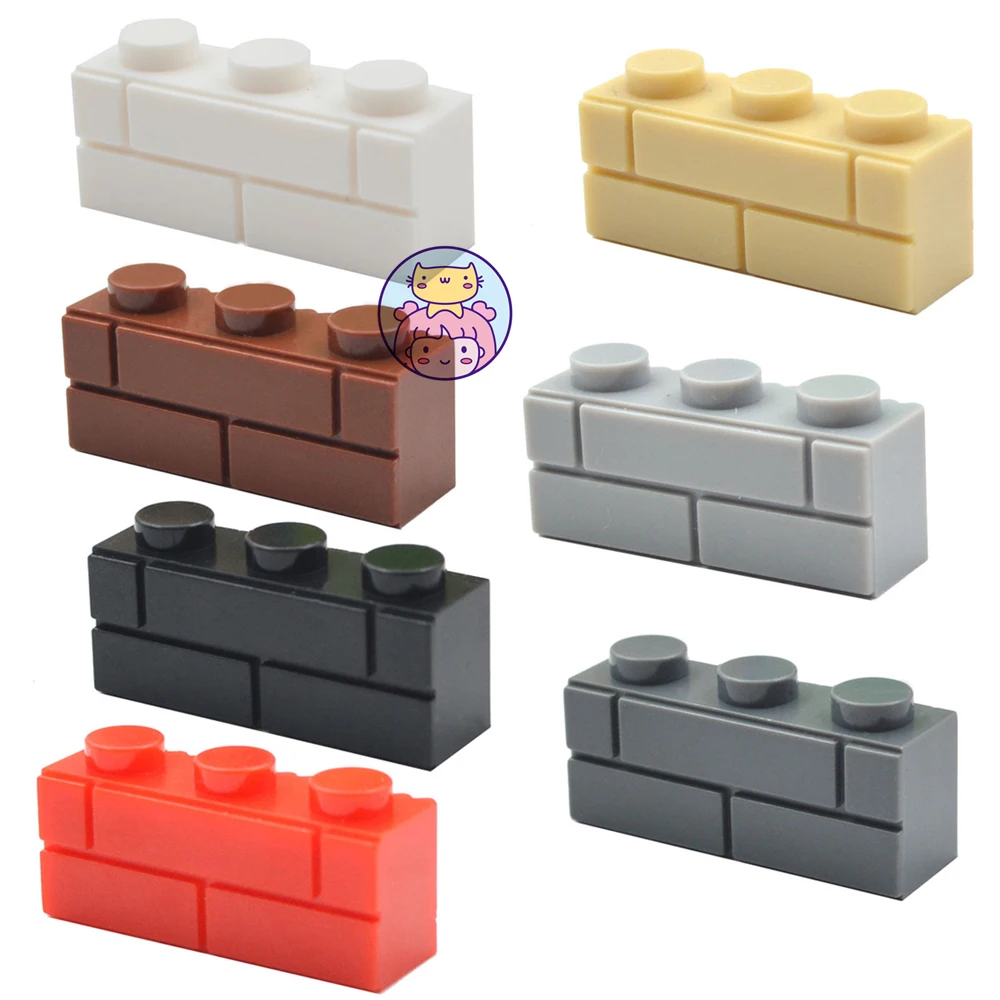 36pcs Wall Striped Bricks MOC 1x3 Building Blocks Toys Palace Castle Creative Figures Military House Wall Transparency Parts building blocks toys
