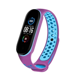 Sport Silicone Strap Bracelet - Smartwatch Accessory Replacement Wristband - Mi band 3 4 (Purple-blue)