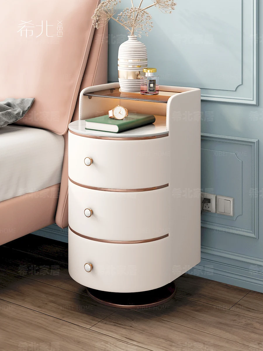 

Light Luxury Italian Smart Bedside Table Lamp Integrated Bedroom Stone Plate Bedside Cabinet