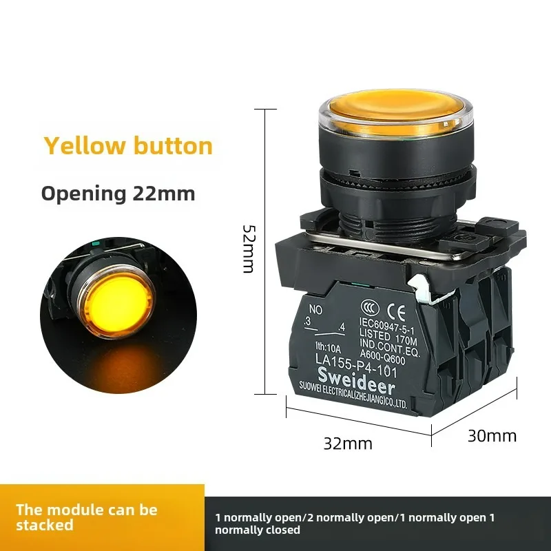 AXPTI XB4 Series Double Button Start/Stop Switch With Light | 1NO1NC, 220V, Metal Enclosure For Industrial Safety
