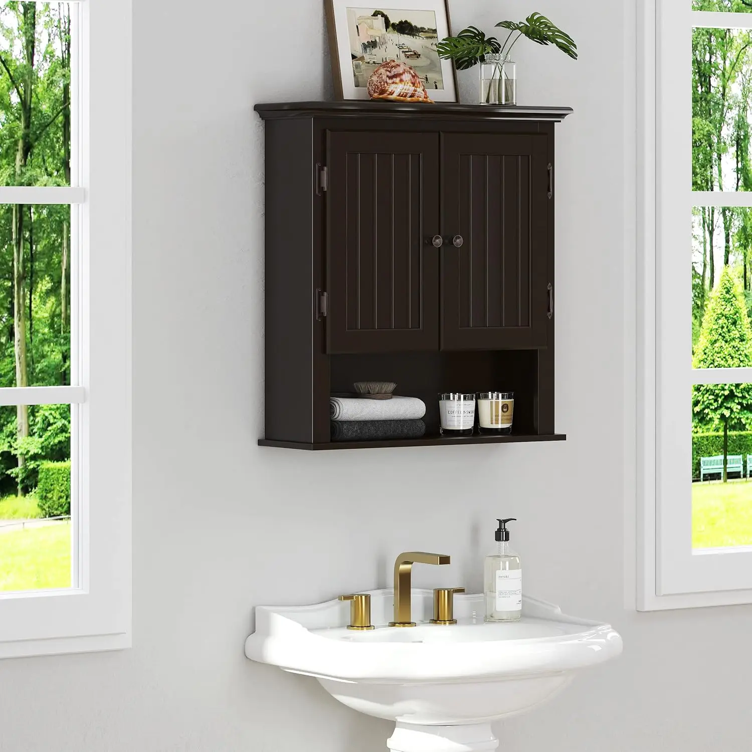 Espresso Wall Bathroom Cabinet 2