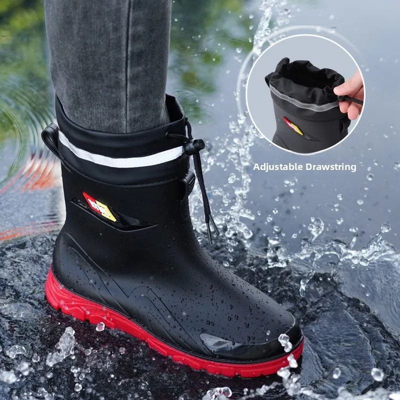 Bottes de pluie homme doublées polaire lacets imperméables antidérapantes chaudes cuisine