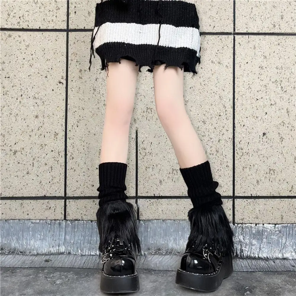 

Warm Faux Fur Leg Warmers Cozy Winter Calf Leg Warmers Thick Fluffy Hair Anti-slip Jk Boots Stocking Foot Warming for Lolita