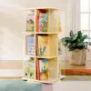 EdQ Rotating Book Display - Birch: Spinning Plywood Storage Bookshelf with Acrylic Windows for Kids Classroom, Playroom, 1